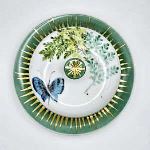 Vintage Handpainted Floral Butterfly Dish with Lid Signed 5.75"